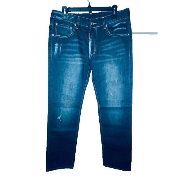 Dsquared2 Jeans Mens 50 Slim Fit Button Fly Distressed Paint Italy Fits 32x32 - Picture 1 of 16